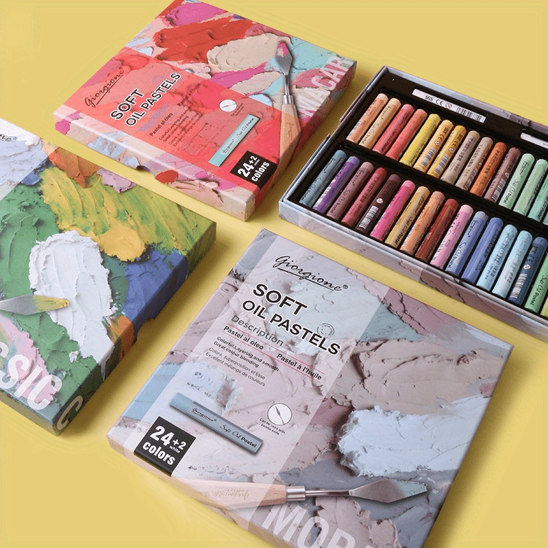 Giorgione Soft Oil Pastels Set: 48 Colors, Soft and Smooth Strokes, Suitable for Artistic Expression - Includes Oil Painting Stick and 1 Scraping Tool