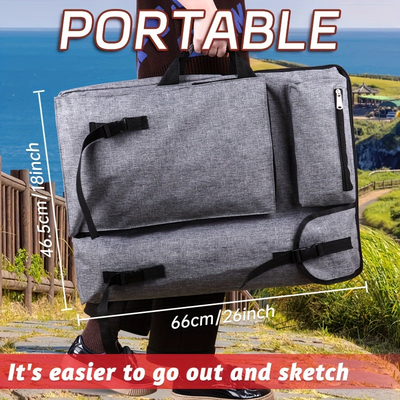 1pc Multifunctional Art Supplies Backpack - Waterproof Polyamide Canvas Bag for 4K Sketch Board, Portable Outdoor Sketching Easel Storage with Large Capacity & Area Division for Professional Artists