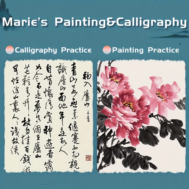 50 Sheets Rice Paper (Raw) For Sumi & Oriental Painting, Ink Drawing, Chinese Calligraphy Writing, Watercolors, Art Supply For Crafts, Beginner, Artist, Professional