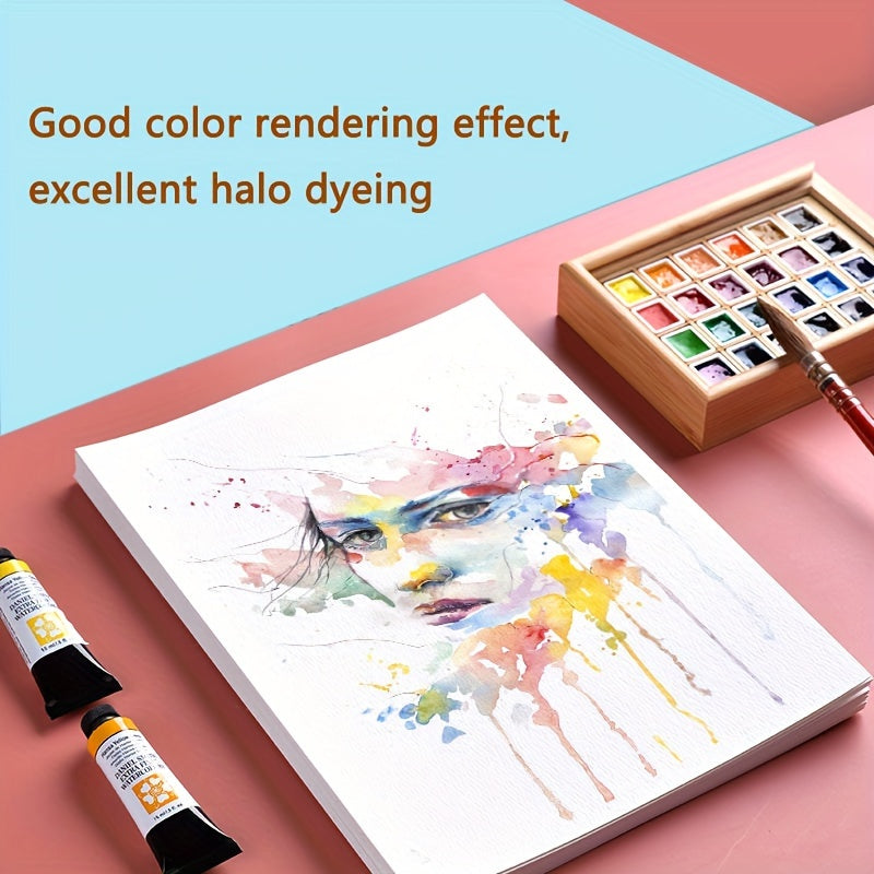 50 Sheets Watercolor Paper, Premium Thickened Artist Painting Paper, Ideal For Painting