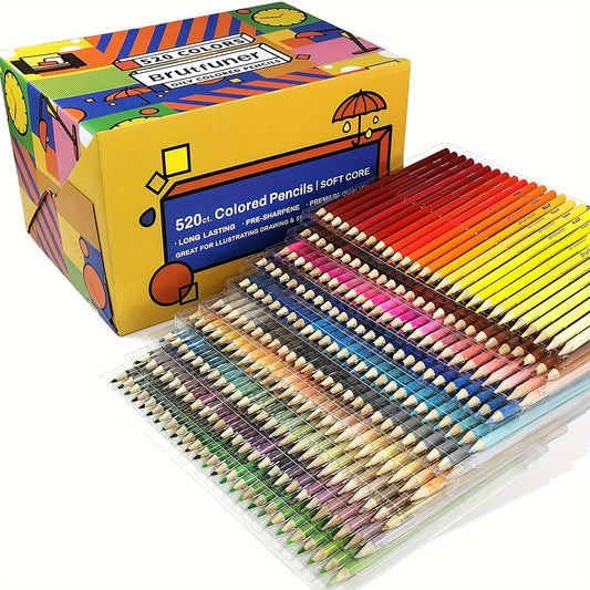 Brutfuner 520-Count Erasable Colored Pencils Set, Soft Core, 0.5mm Wire Diameter, Professional Hb Hardness for Adult Coloring Books, Artist Drawing, and Sketching - Applicable for Ages 14+