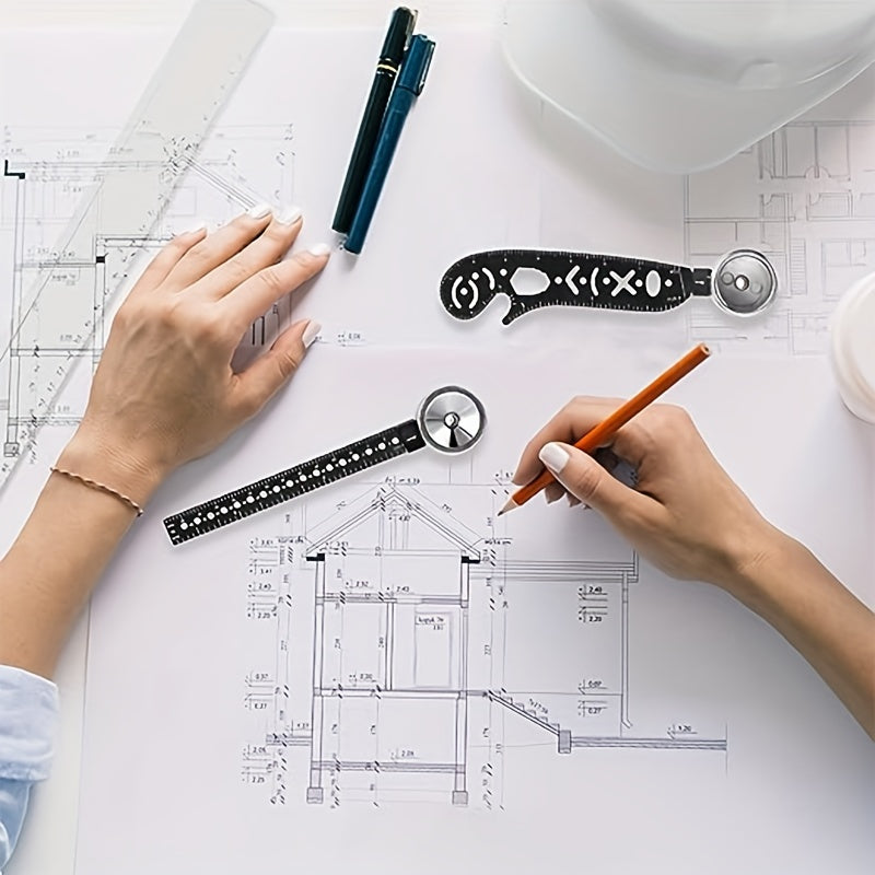 Multifunctional Drawing Tools In One, Multifunctional Drawing Architect, Scale Mini Compass Protractor Combination Suitable For Notepad Designers, Artists, Architects, Creative Drawing Tools