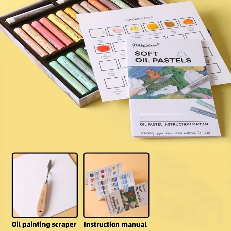 Giorgione Soft Oil Pastels Set: 48 Colors, Soft and Smooth Strokes, Suitable for Artistic Expression - Includes Oil Painting Stick and 1 Scraping Tool