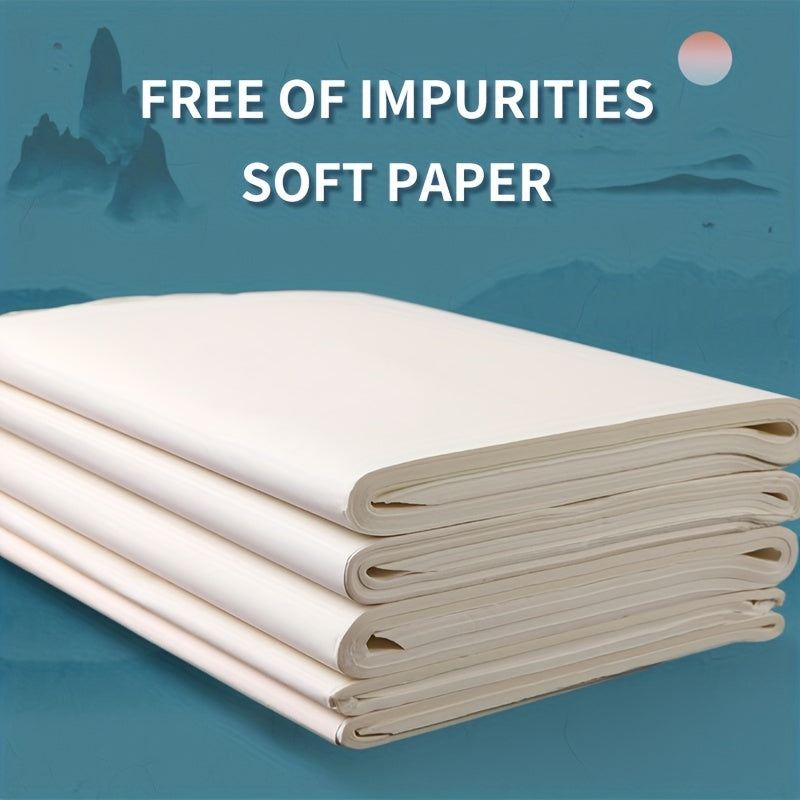 50 Sheets Rice Paper (Raw) For Sumi & Oriental Painting, Ink Drawing, Chinese Calligraphy Writing, Watercolors, Art Supply For Crafts, Beginner, Artist, Professional